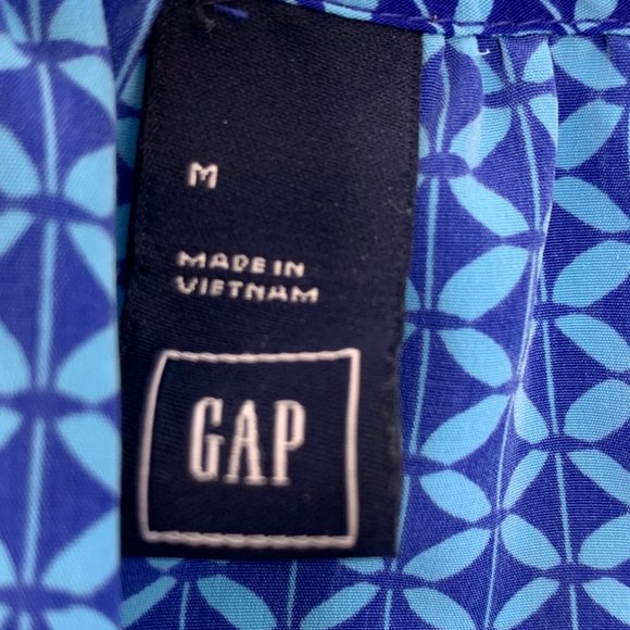 Gap Blue Smocked Dress Sleeveless Lightweight Scoop Neck Front Tie Medium - Picture 4 of 11